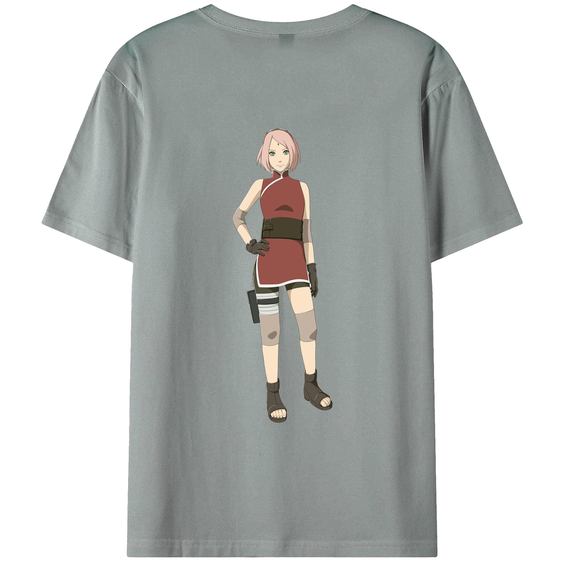 （画像用） NARUTO -ナルト- 春野サクラ Haruno Sakura 綿100％ メンズ半袖Tシャツ（バックプリント） 通気性